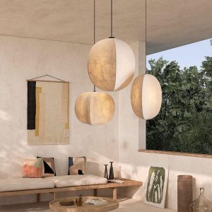 Đèn vải trái khế thả chùm trang trí không gian phòng khách