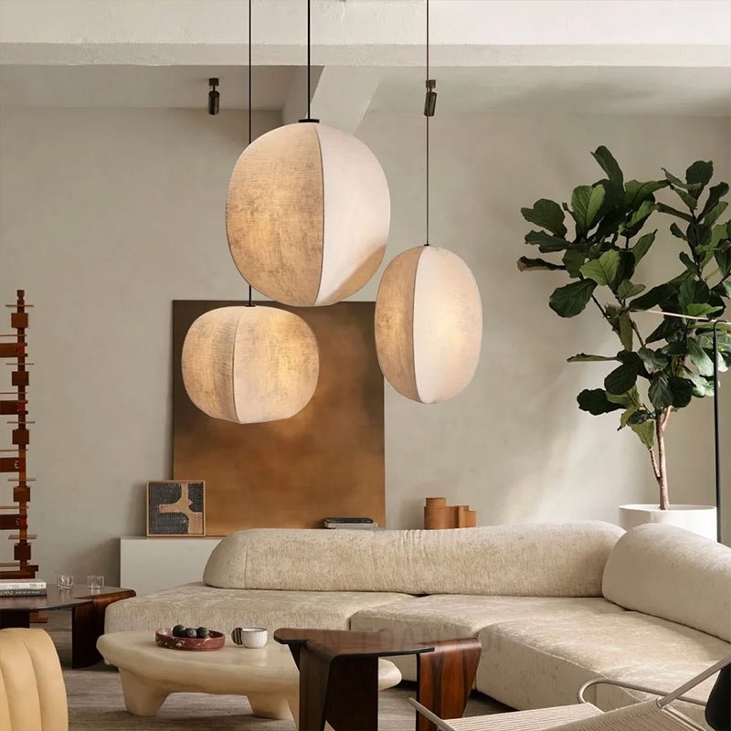 Đèn vải trái khế thả chùm trang trí không gian phòng khách