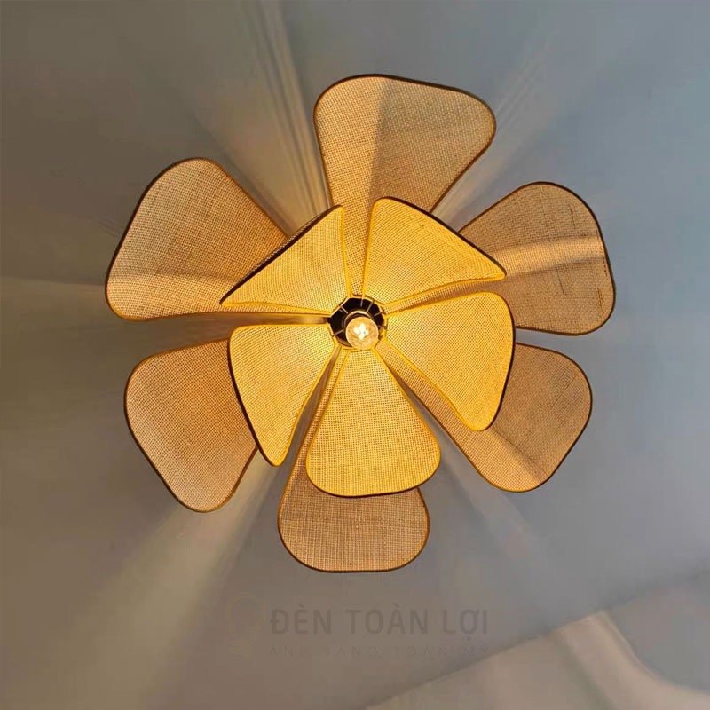 Đèn cánh hoa mây caro, mây mắt cáo phong cách Wabi Sabi Nhật