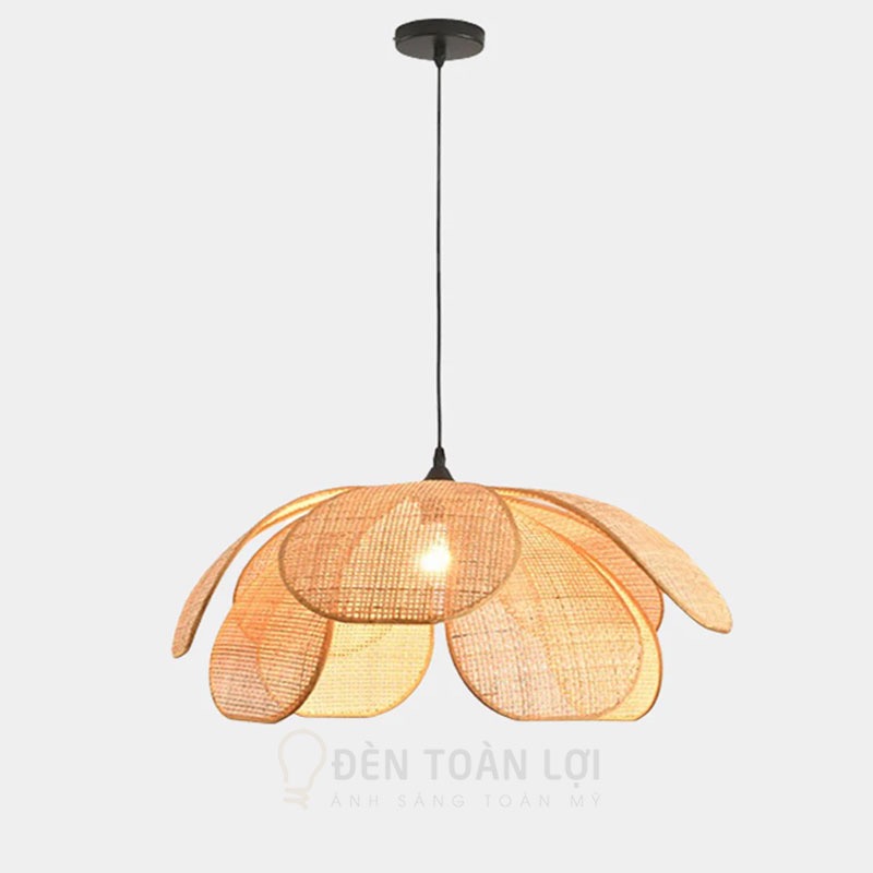 Đèn cánh hoa mây caro, mây mắt cáo phong cách Wabi Sabi Nhật