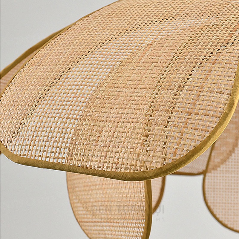 Đèn cánh hoa mây caro, mây mắt cáo phong cách Wabi Sabi Nhật