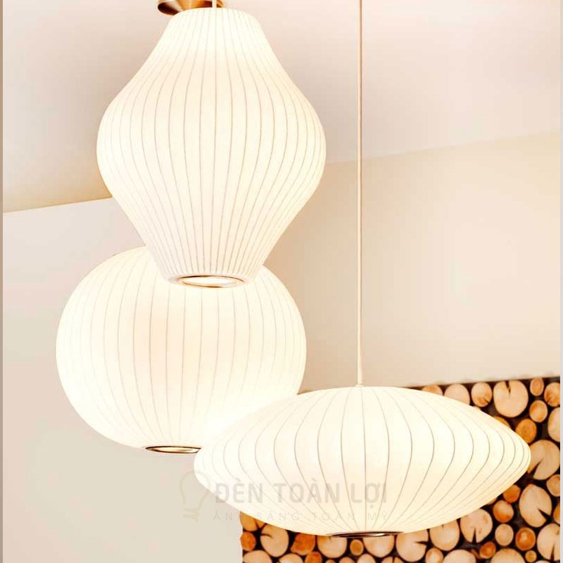 Bộ đèn vải nhiều kiểu treo ngẫu nhiên trang trí sảnh khách sạn