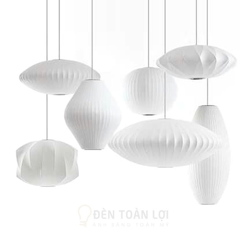 Bộ đèn vải nhiều kiểu treo ngẫu nhiên trang trí sảnh khách sạn