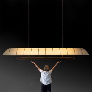 Đèn Vải Kiểu Chiếc Thuyền Độc Mộc Thả Trần Trang Trí Quầy Pha Chế Dài