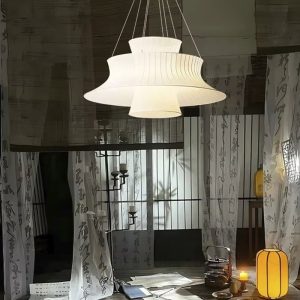 Đèn vải trang trí phòng khách bàn ăn nhà hàng 2 tầng