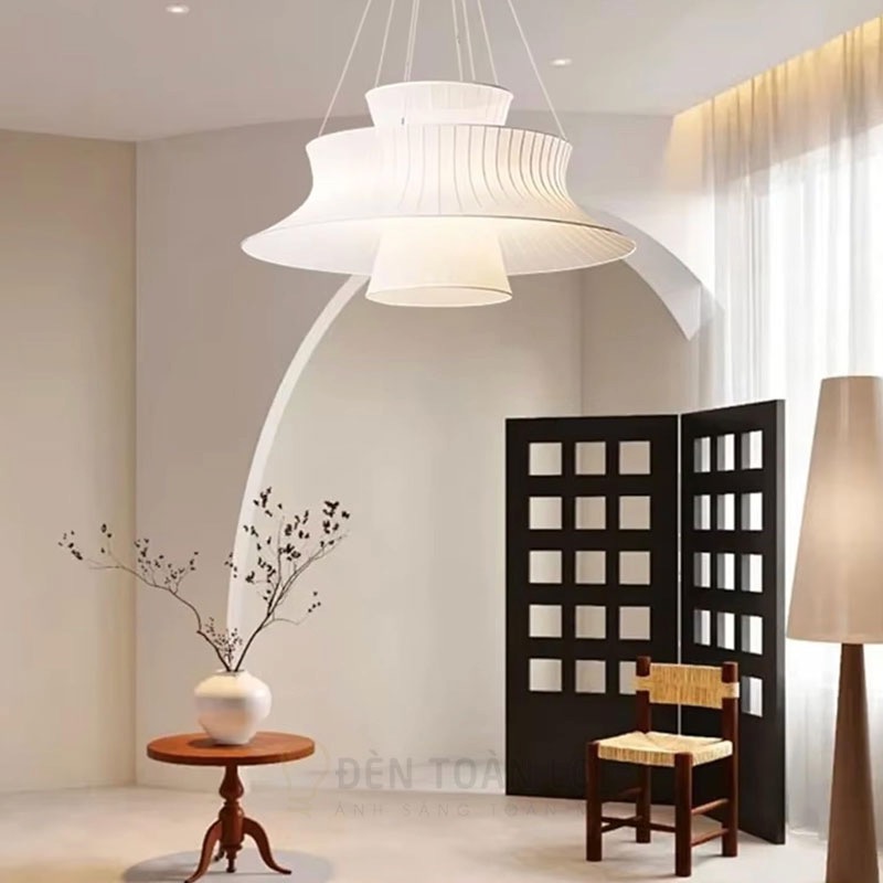 Đèn vải trang trí phòng khách bàn ăn nhà hàng 2 tầng