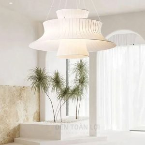 Đèn vải trang trí phòng khách bàn ăn nhà hàng 2 tầng