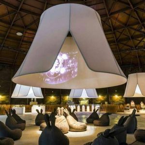 Mẫu đèn vải thiết kế thả trần không gian lớn không gian trưng bày