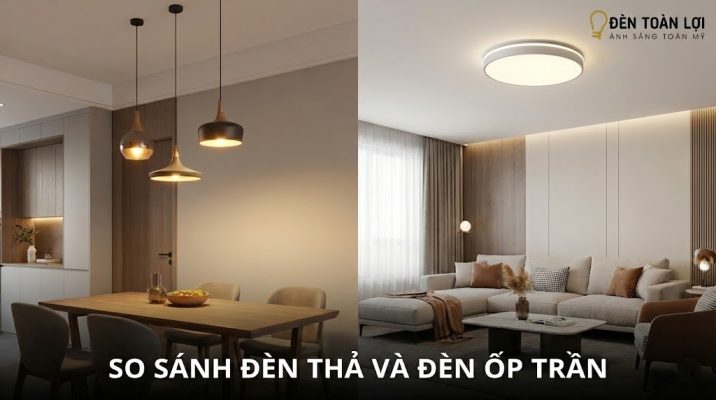 So sánh đèn thả và đèn ốp trần