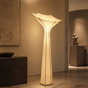 Đèn vải để sàn hoa kèn nghệ thuật trang trí sảnh