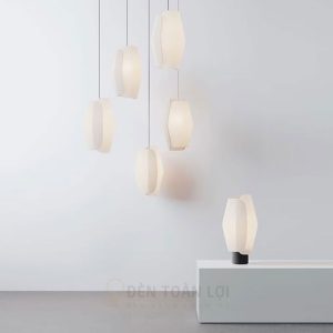 Đèn vải kén gấp nghệ thuật thả trần trang trí bàn ăn, phòng ngủ