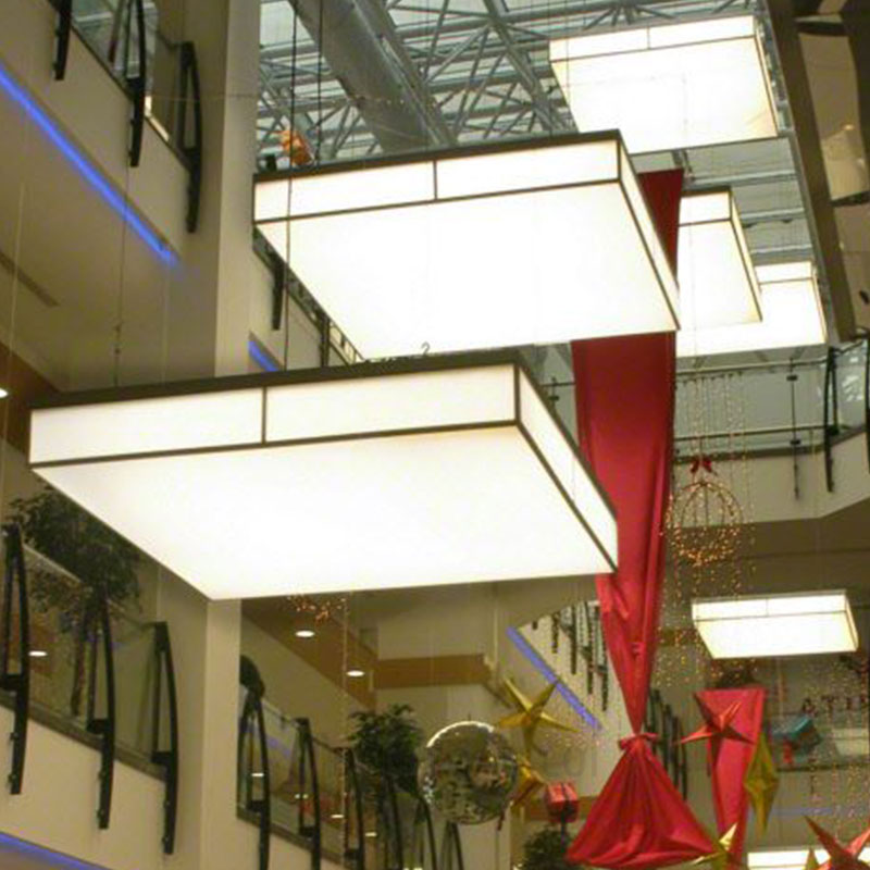 Đèn vải khối hộp chữ nhật trang trí sảnh gia công theo yêu cầu