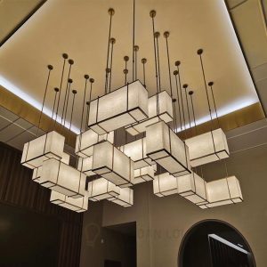 Đèn vải khối hộp chữ nhật trang trí sảnh gia công theo yêu cầu
