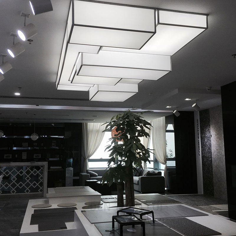 Đèn vải khối hộp chữ nhật trang trí sảnh gia công theo yêu cầu