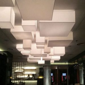 Đèn vải khối hộp chữ nhật trang trí sảnh gia công theo yêu cầu
