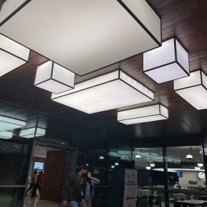 Đèn vải khối hộp chữ nhật trang trí sảnh gia công theo yêu cầu