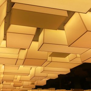 Đèn vải khối hộp chữ nhật trang trí sảnh gia công theo yêu cầu