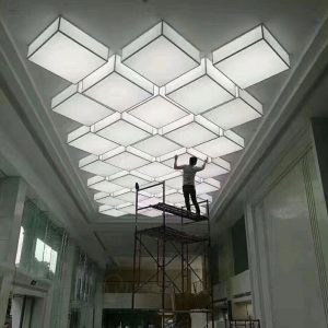 Đèn vải khối hộp chữ nhật trang trí sảnh gia công theo yêu cầu