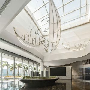 Đèn vải nghệ thuật thuyền trăng gia công theo yêu cầu2