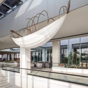 Đèn vải nghệ thuật thuyền trăng gia công theo yêu cầu2