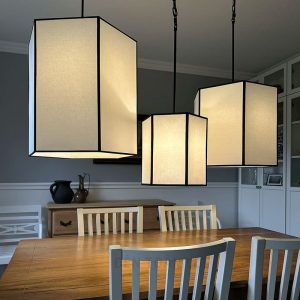 Đèn thả vải khối lục giác trang trí bàn ăn hàng hàng