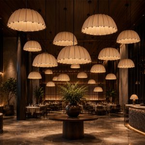Đèn thả vải trang trí bàn ăn nhà hàng, sảnh tiệc, showroom