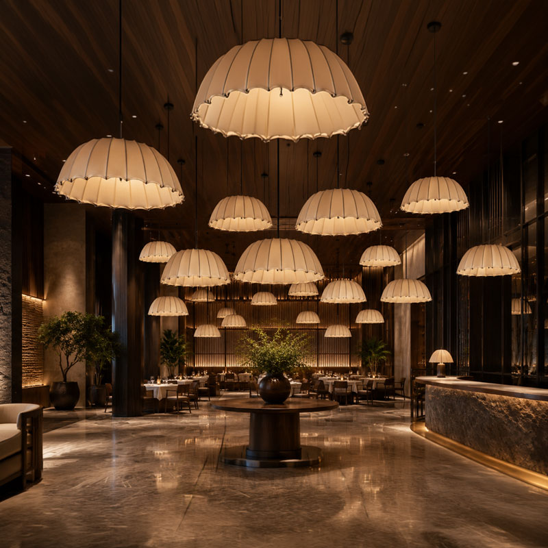 Đèn thả vải trang trí bàn ăn nhà hàng, sảnh tiệc, showroom