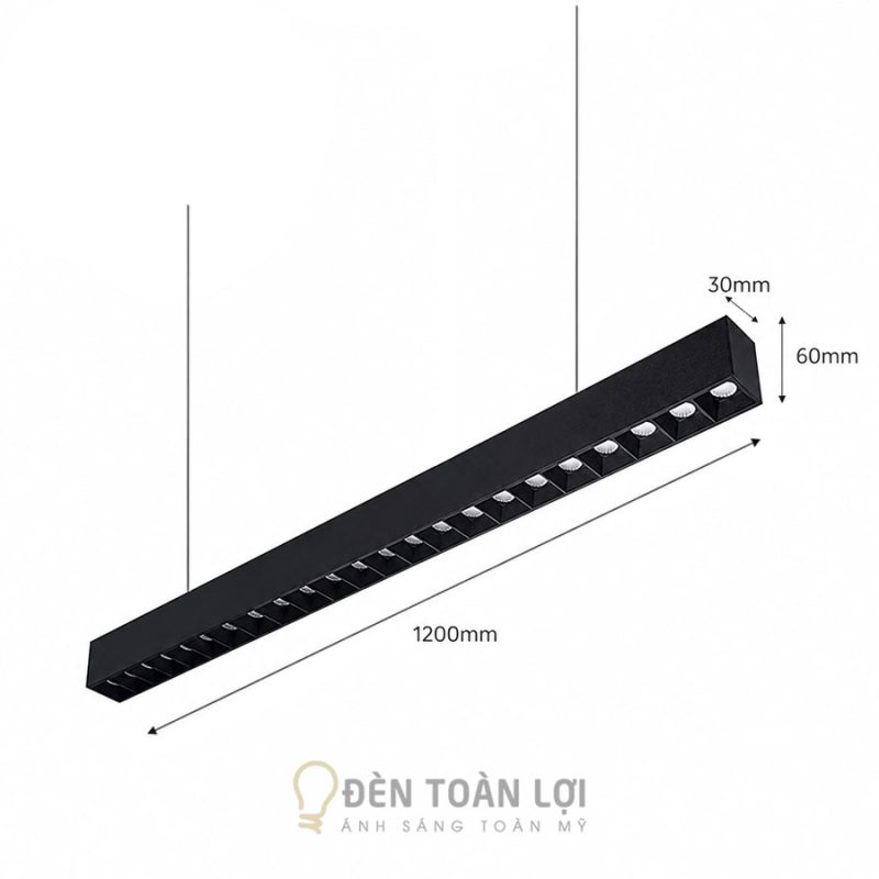 Đèn thả văn phòng 1m2 rộng 30mm cao 60mm 24W
