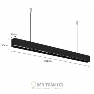Đèn thả văn phòng 1m2 rộng 30mm cao 60mm 24W